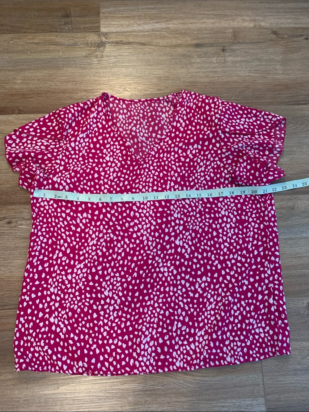 SHEIN Tops (2)Red Embroidered Ruffle Sleeve Dress with Pink print Size XL - Picture 7 of 12